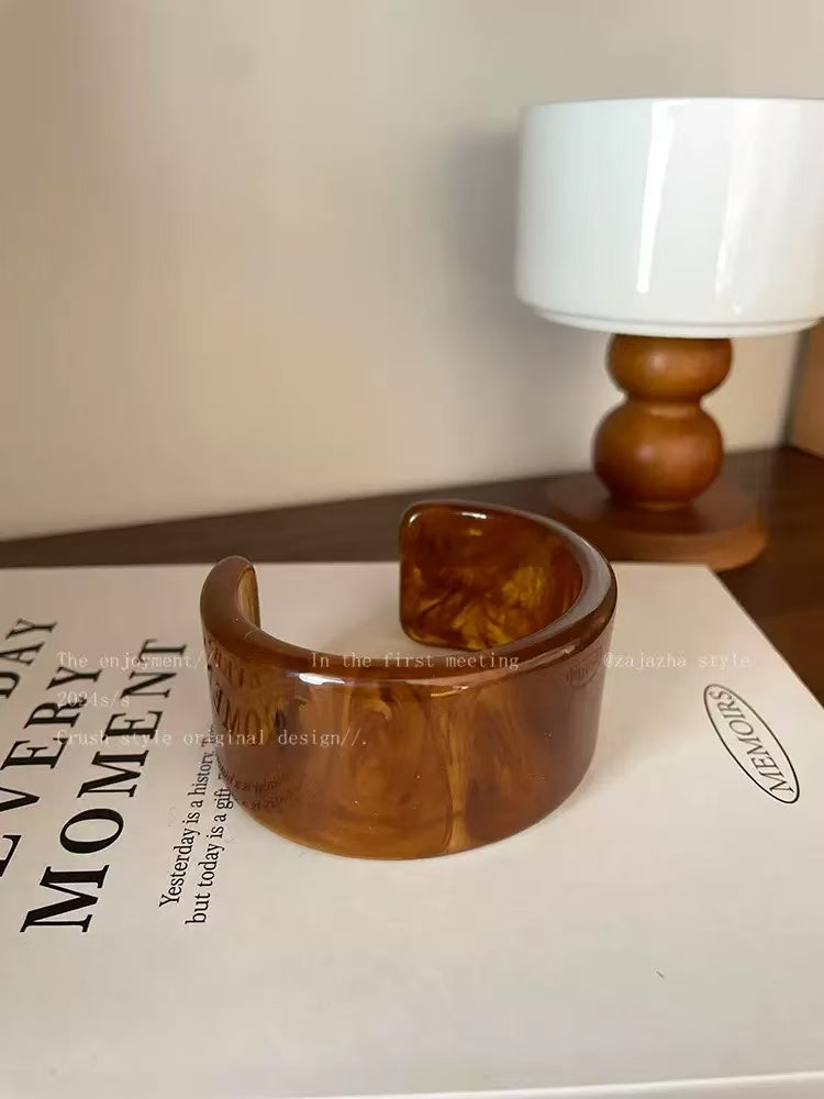 Irregular Wide Acetate Resin Cuff Bangle hypoallergenic jewelry| LetheLoom Jewelry