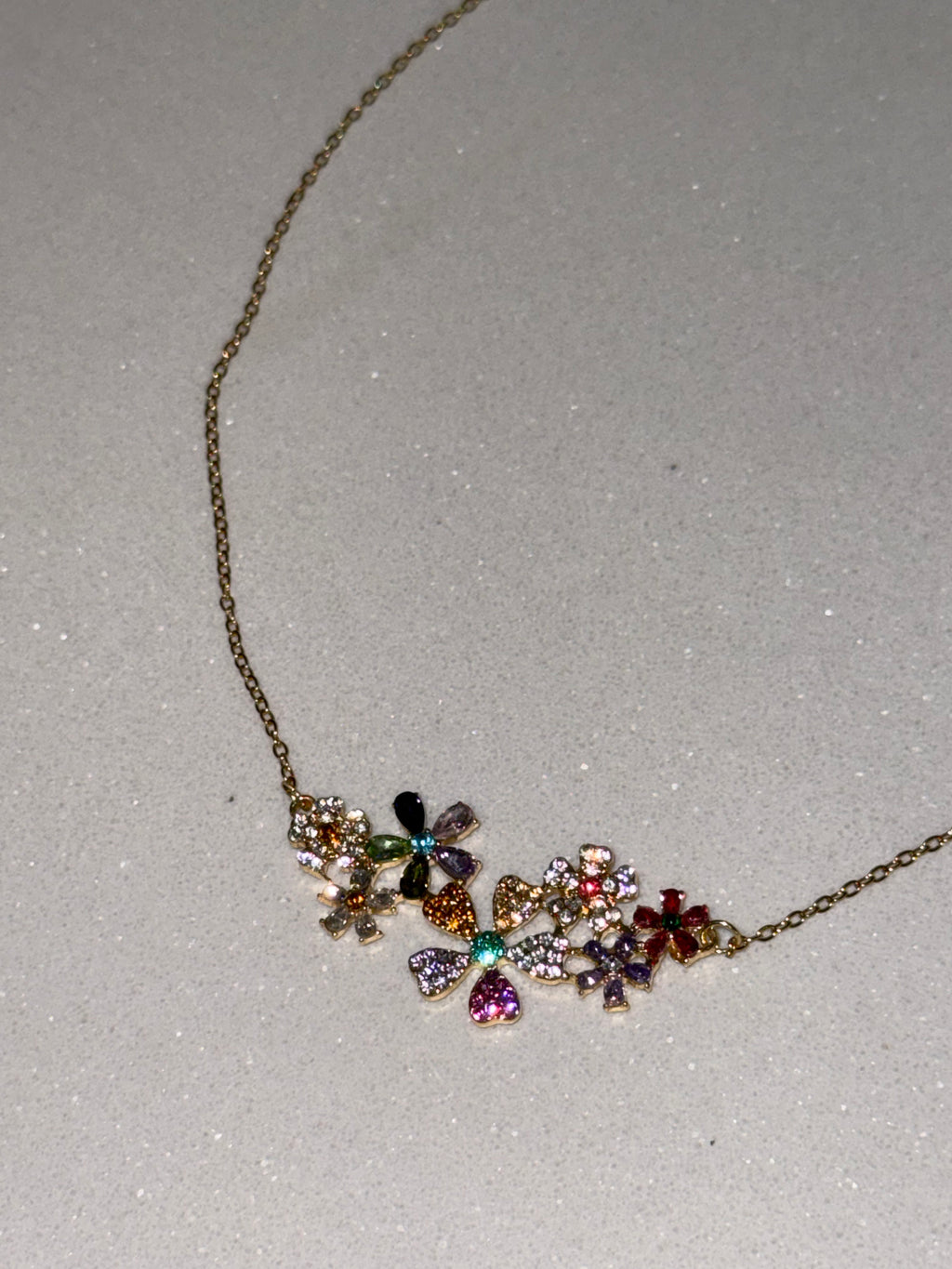 Stainless Steel Diamond-Studded Flower Pendant Necklace and Earring Set  hypoallergenic jewelry| LetheLoom Jewelry