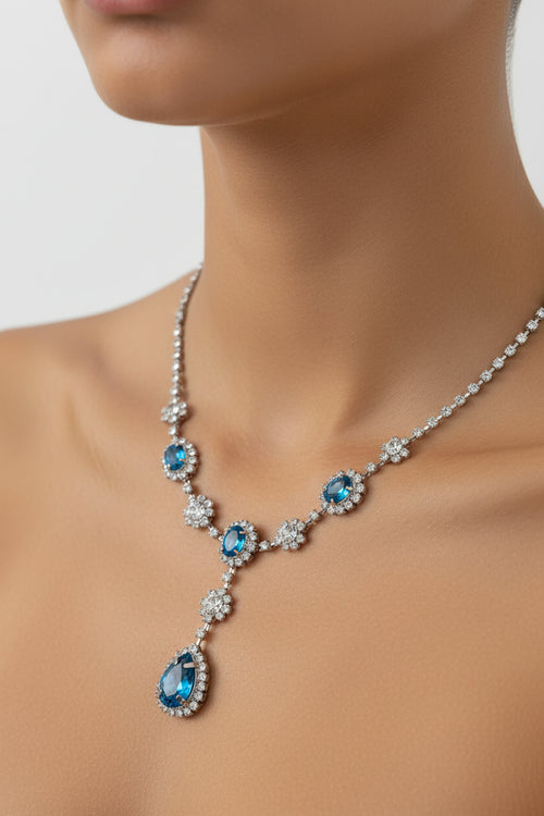 Blue Zircon Necklace| hypoallergenic jewelry