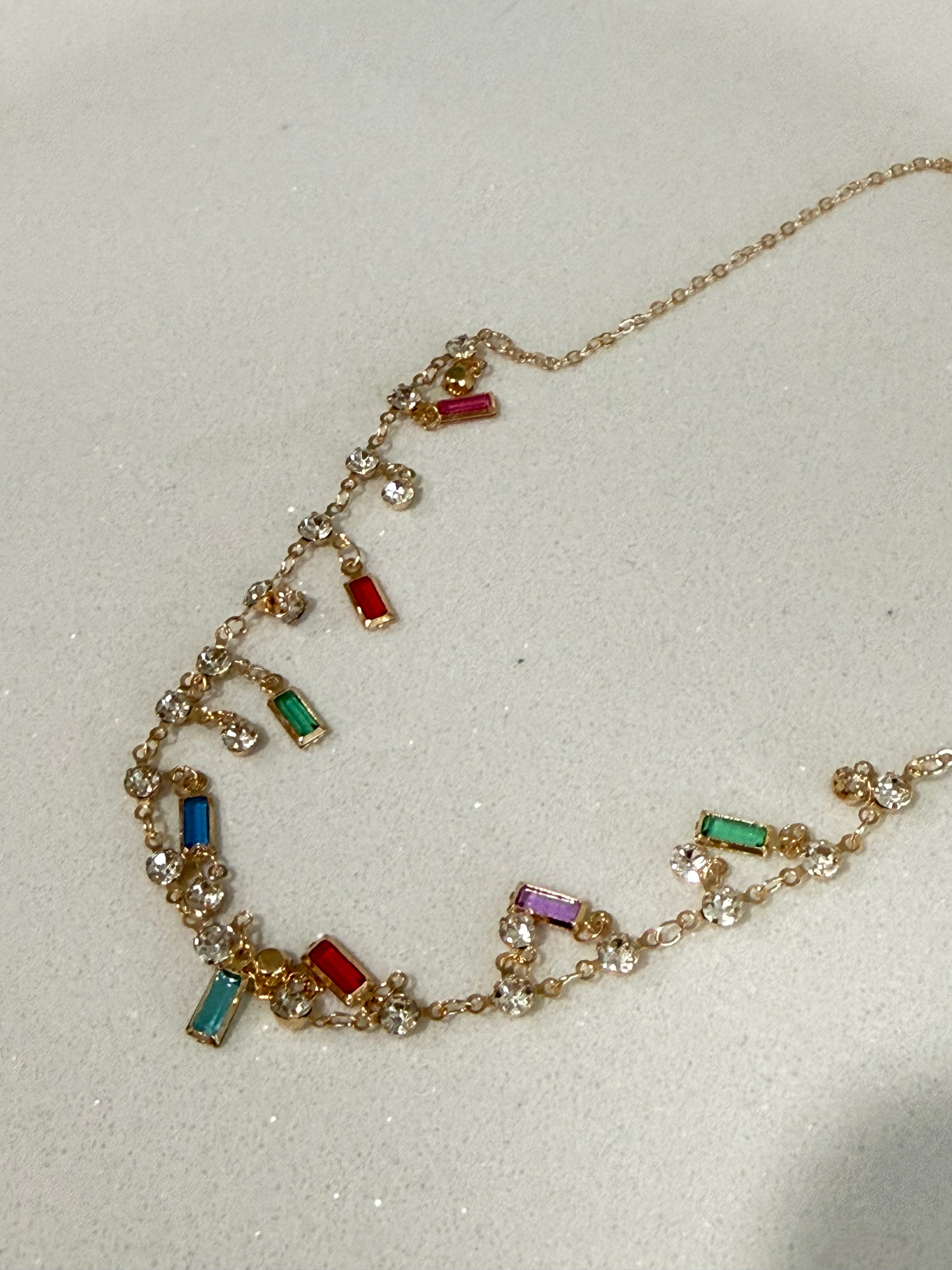 Colorful Tassel Zircon Collar Necklace hypoallergenic jewelry| LetheLoom Jewelry