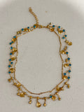 Blue Zircon and Gold-Coloured Shell Necklace hypoallergenic jewelry| LetheLoom Jewelry