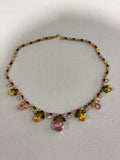 Colorful Zircon Teardrop and Leaf Necklace  hypoallergenic jewelry| LetheLoom Jewelry