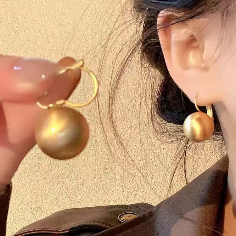 Matte Gold Ball Earrings| hypoallergenic jewelry| LetheLoom Jewelry