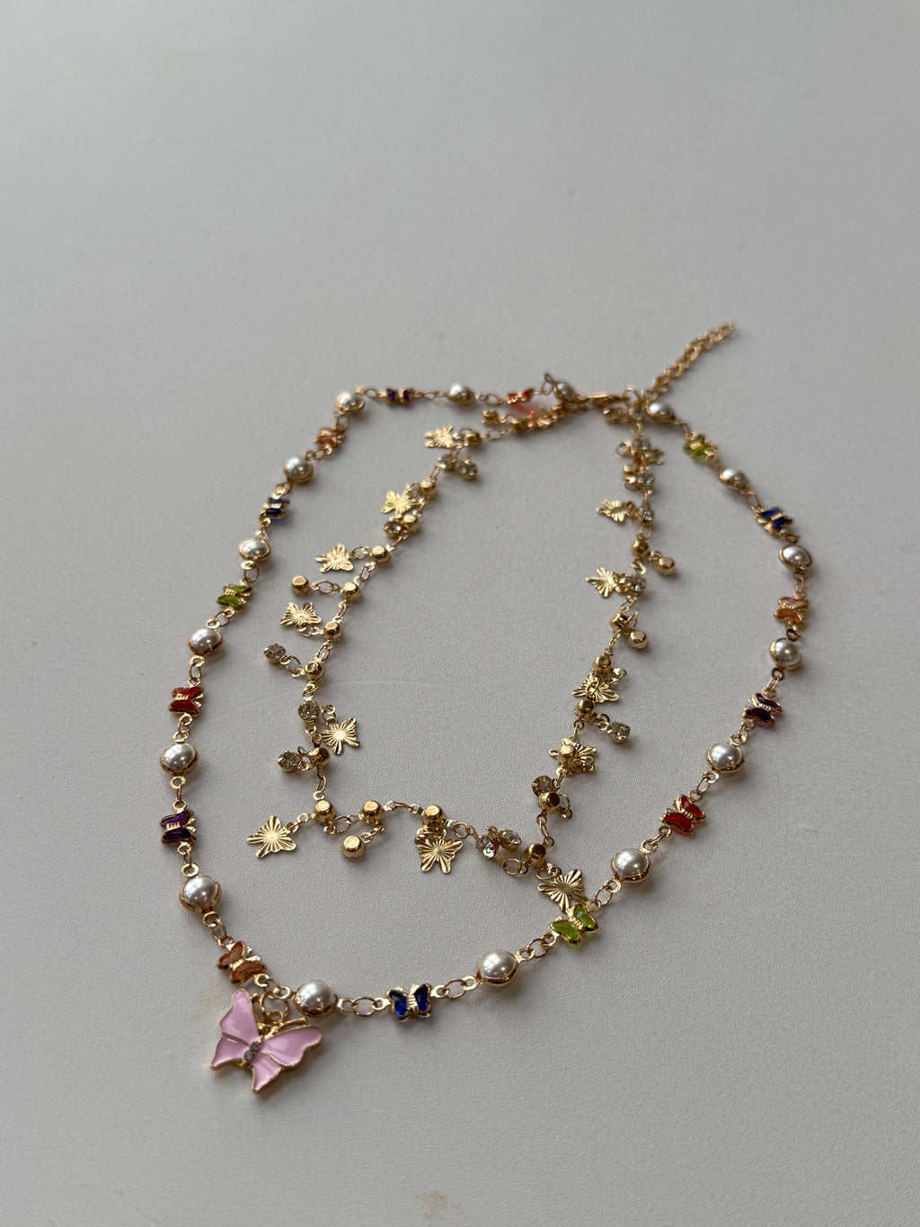 Colorful Cubic Zirconia Butterfly Tassel Necklace hypoallergenic jewelry| LetheLoom Jewelry