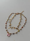 Colorful Cubic Zirconia Butterfly Tassel Necklace hypoallergenic jewelry| LetheLoom Jewelry