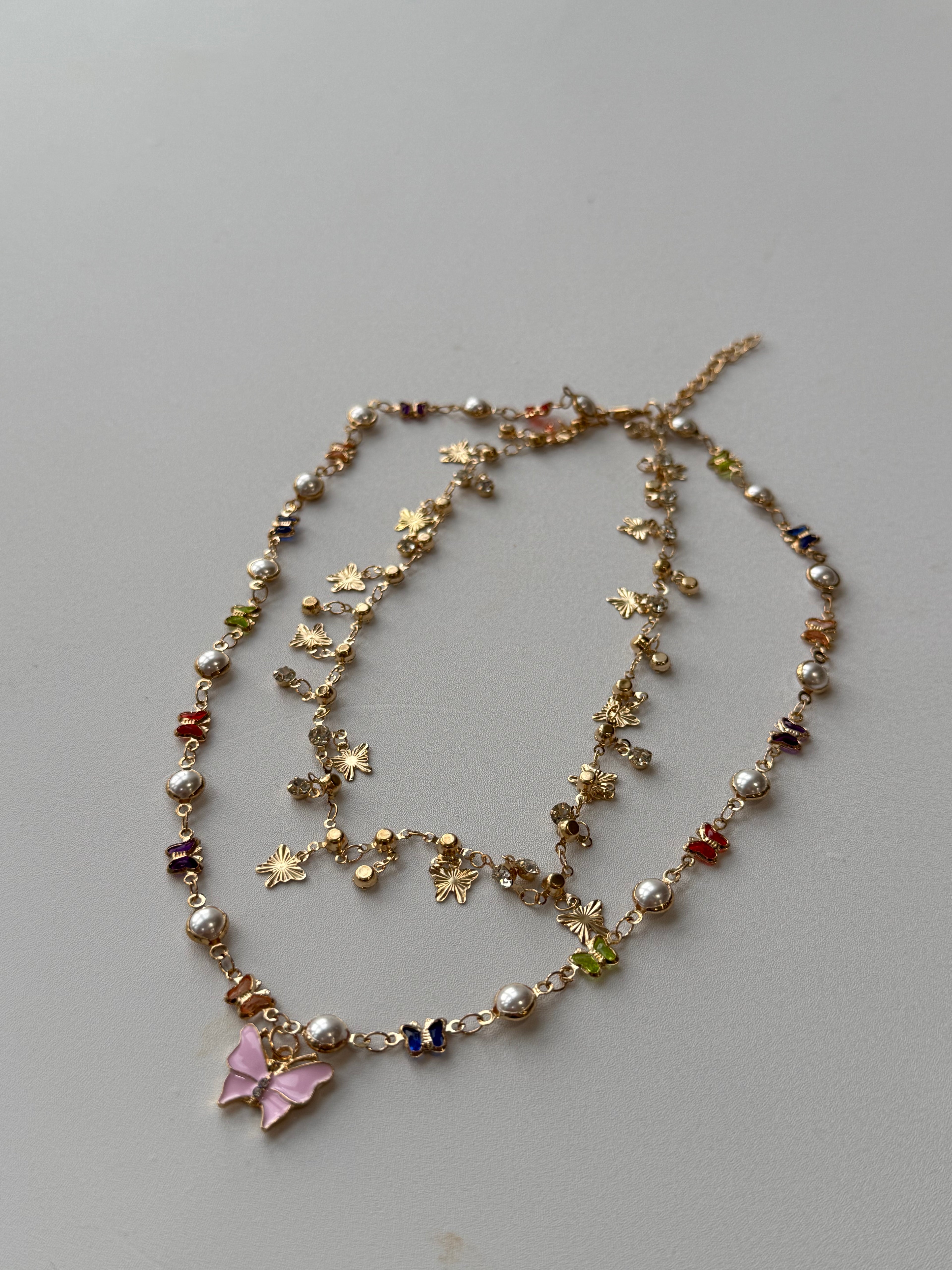 Colorful Cubic Zirconia Butterfly Tassel Necklace hypoallergenic jewelry| LetheLoom Jewelry