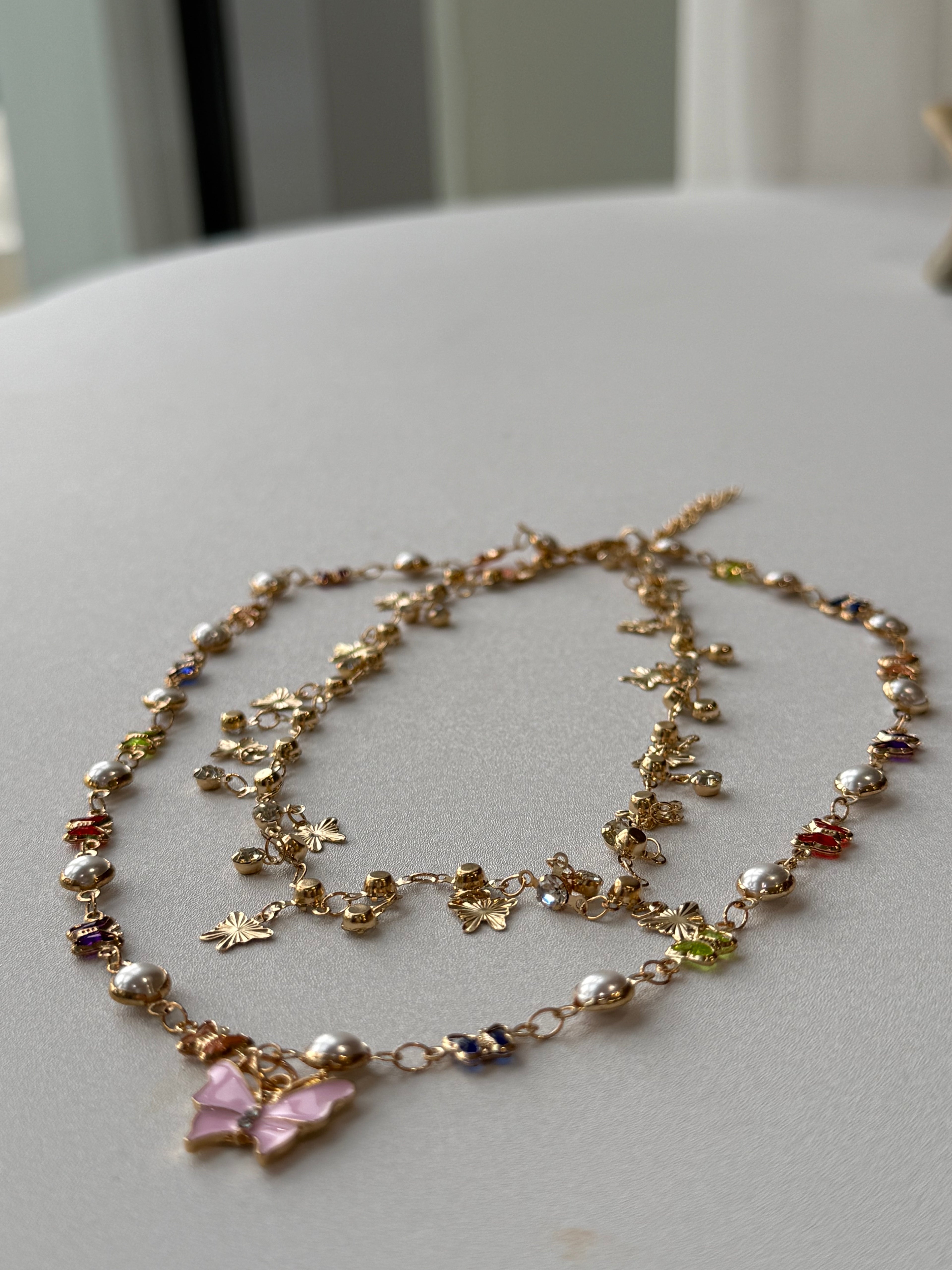 Colorful Cubic Zirconia Butterfly Tassel Necklace hypoallergenic jewelry| LetheLoom Jewelry