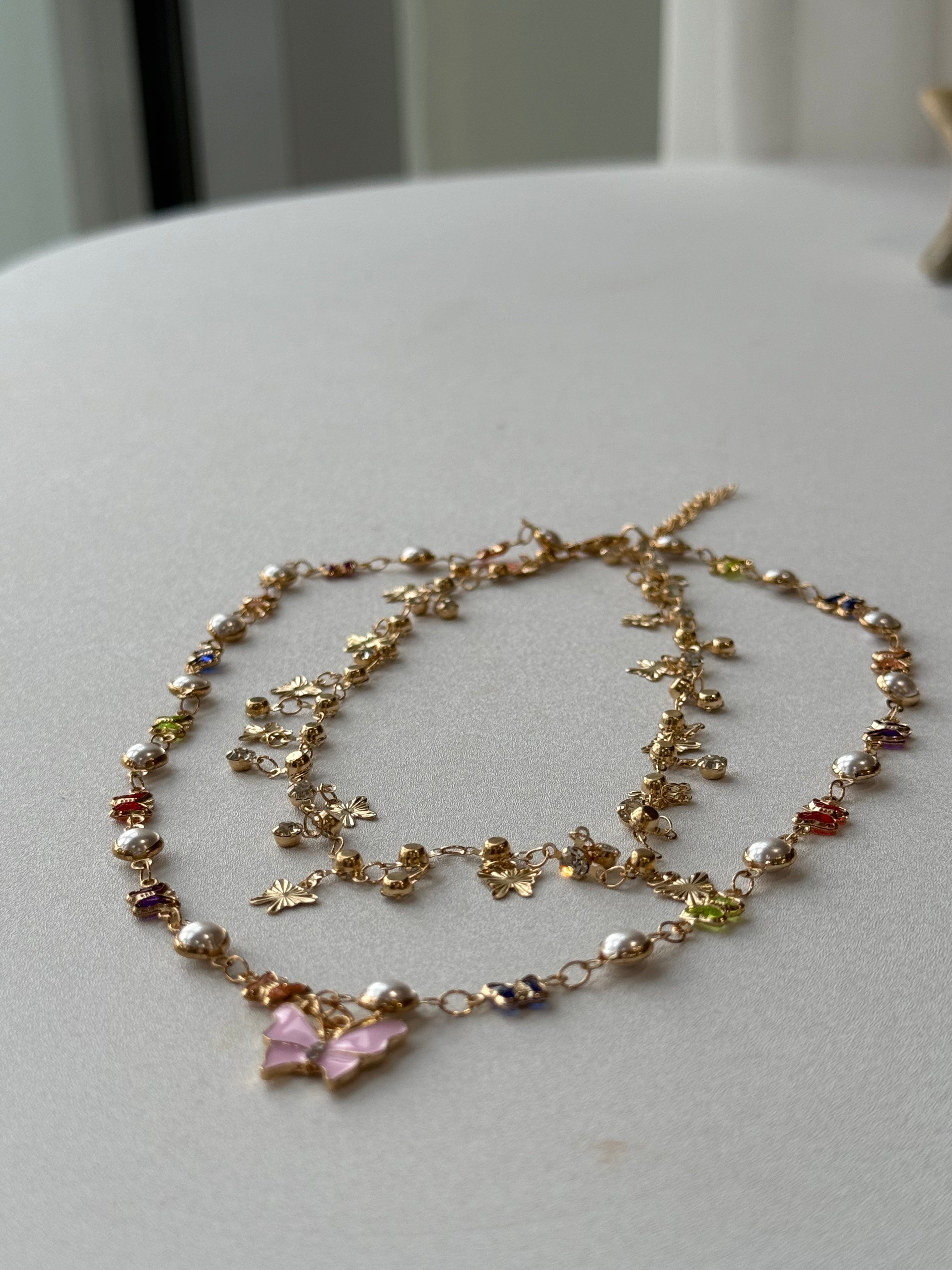Colorful Cubic Zirconia Butterfly Tassel Necklace hypoallergenic jewelry| LetheLoom Jewelry