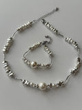 Silver Irregular Pearl Nexklace and Bracelet hypoallergenic jewelry| LetheLoom Jewelry