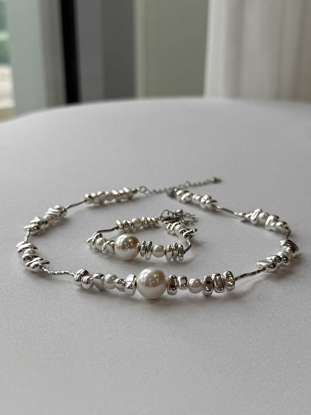 Silver Irregular Pearl Nexklace and Bracelet hypoallergenic jewelry| LetheLoom Jewelry