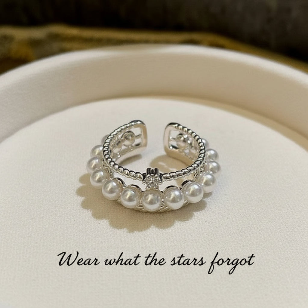 Layered Pearl Ring| hypoallergenic jewelry