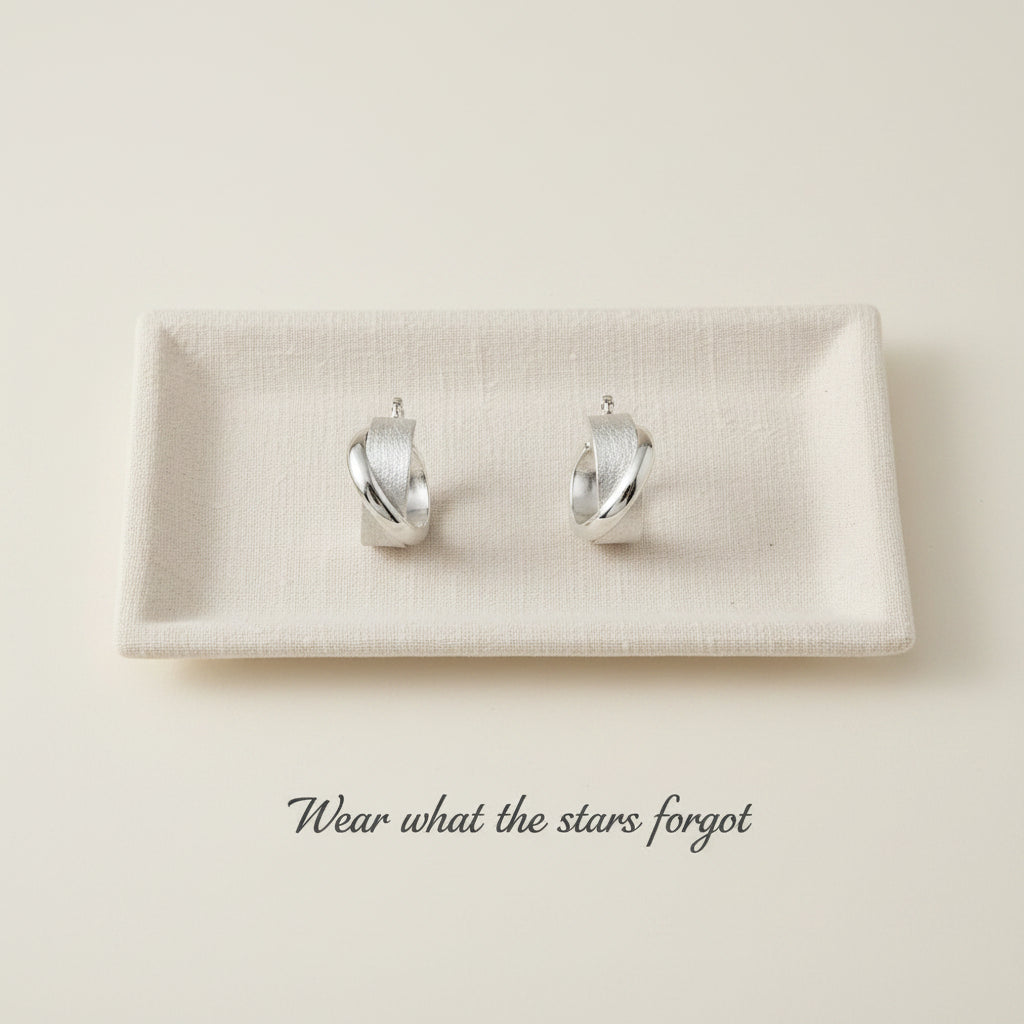 Twisted Silver Hoop Earrings