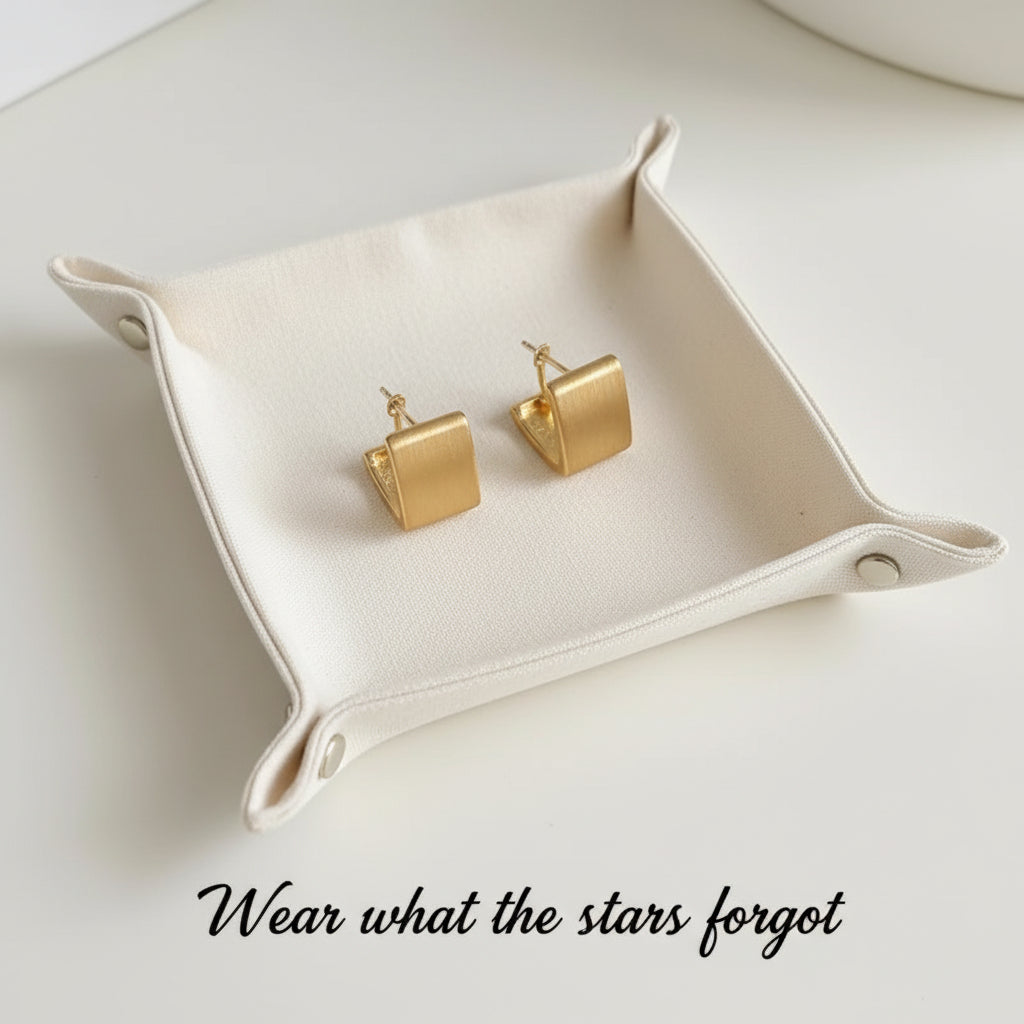 Square Matte Metal Earrings| hypoallergenic jewelry