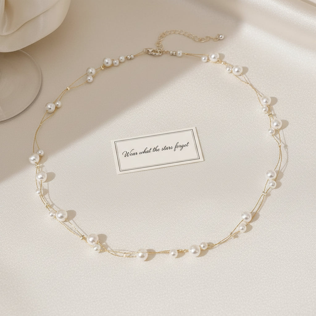Minimalist Pearl Strand Necklace