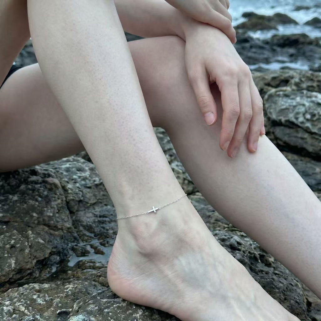 Minimalist Cross Charm Anklet
