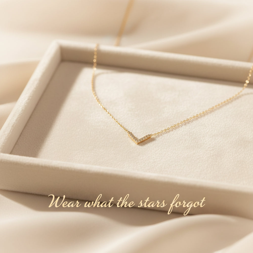 Minimalist V-Shaped Rhinestone Necklace