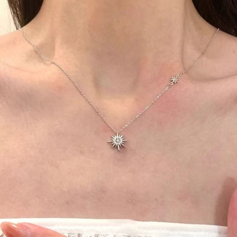 Silver Hexagram Rhinestone Necklace
