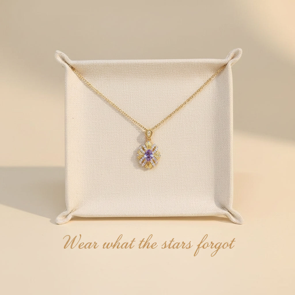Purple Iris Pendant Necklace