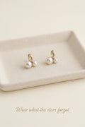 Twin Pearl Statement Hoops Earrings