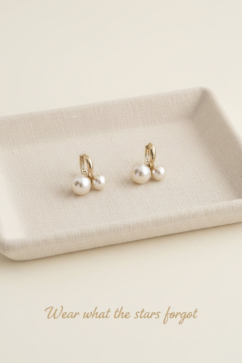 Twin Pearl Statement Hoops Earrings