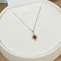 Ruby Garnet Iris Pendant Necklace