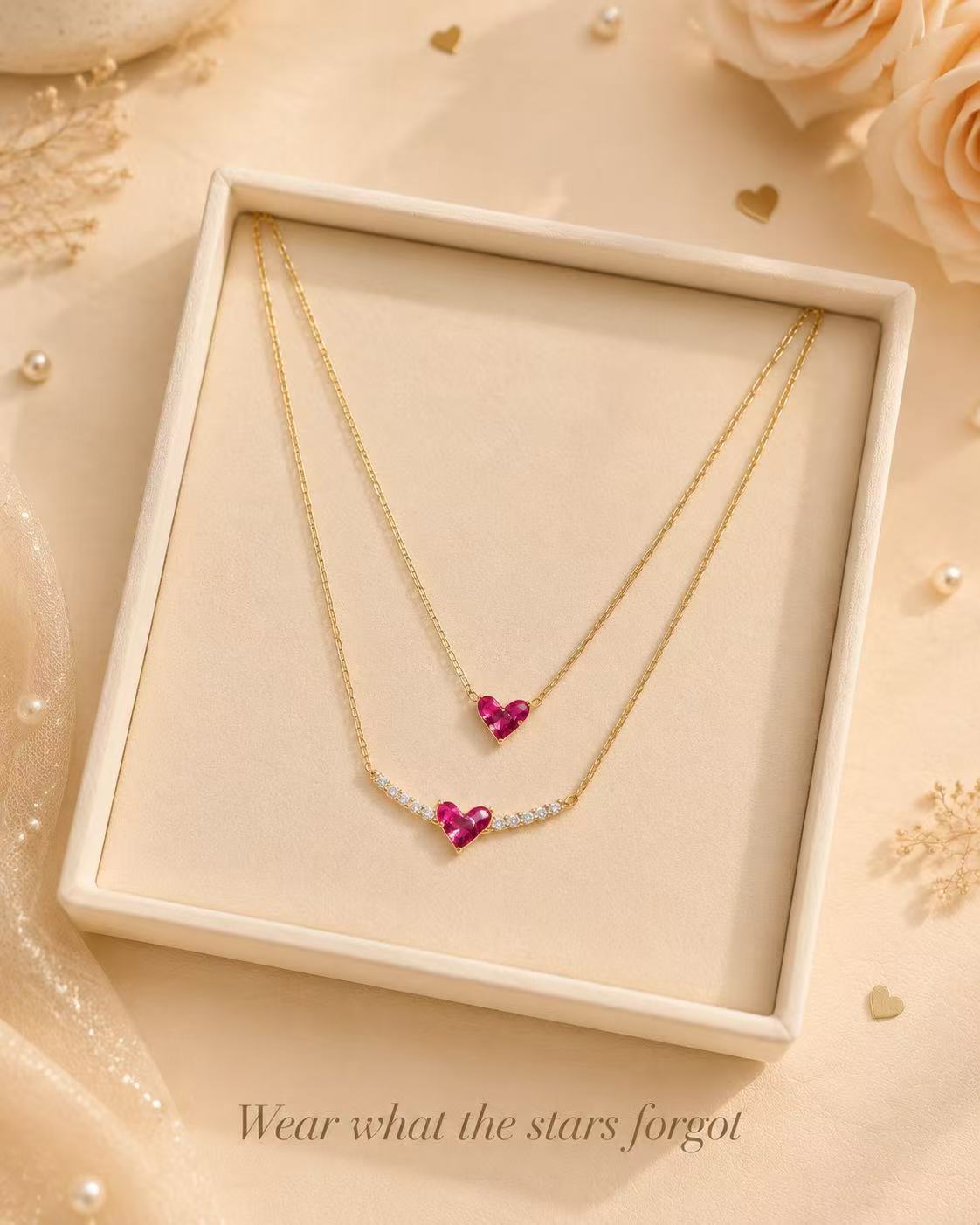 Red Heart Necklace Set