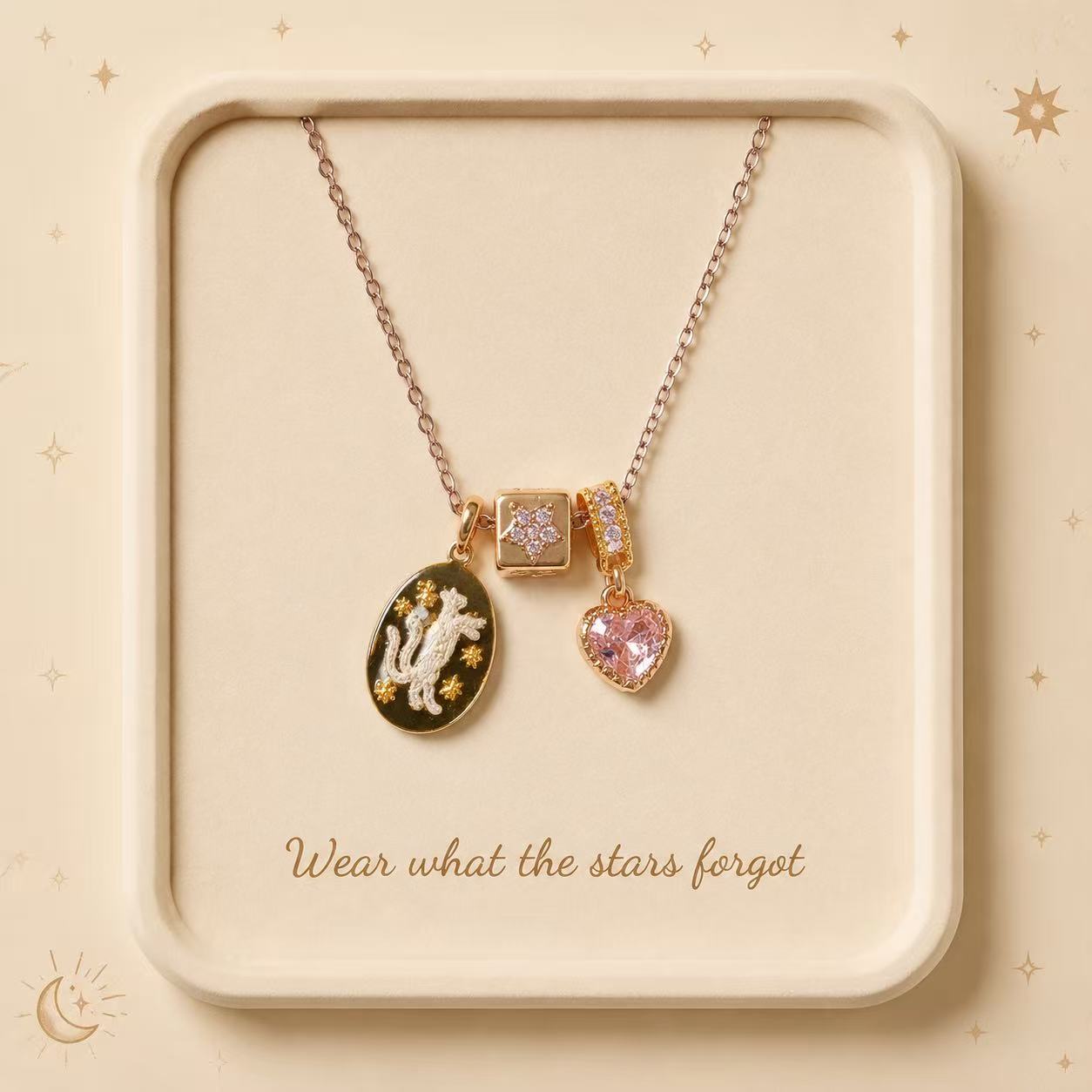 Playful Cat Heart Necklace