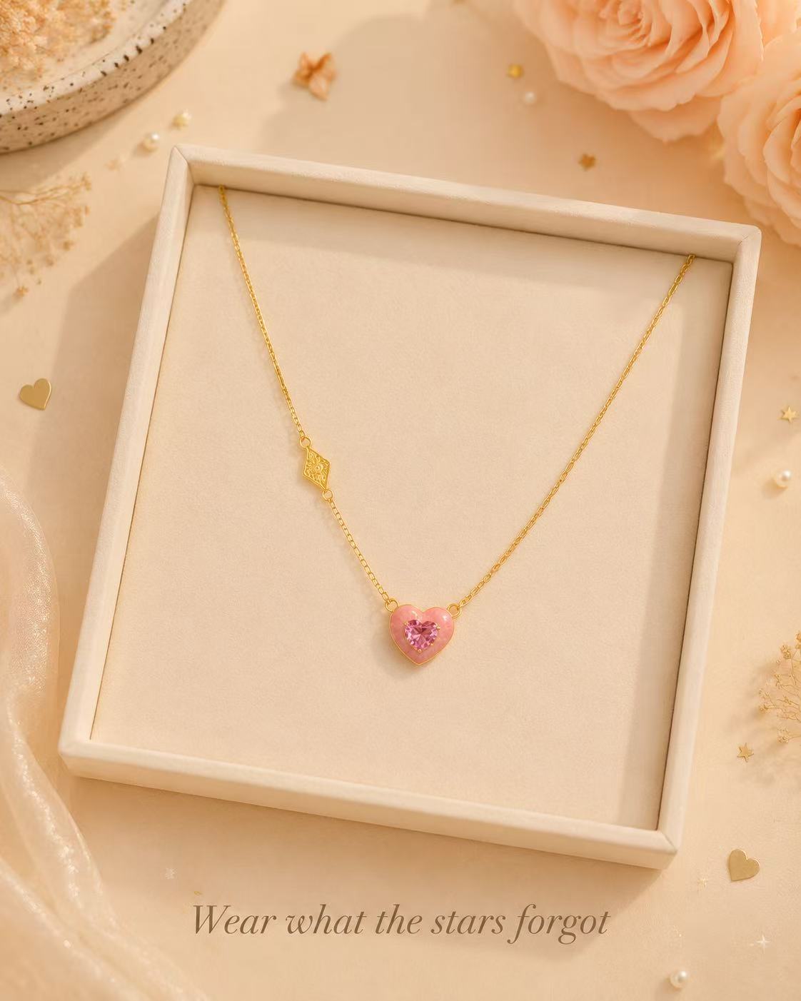 Playful Pink Heart Necklace