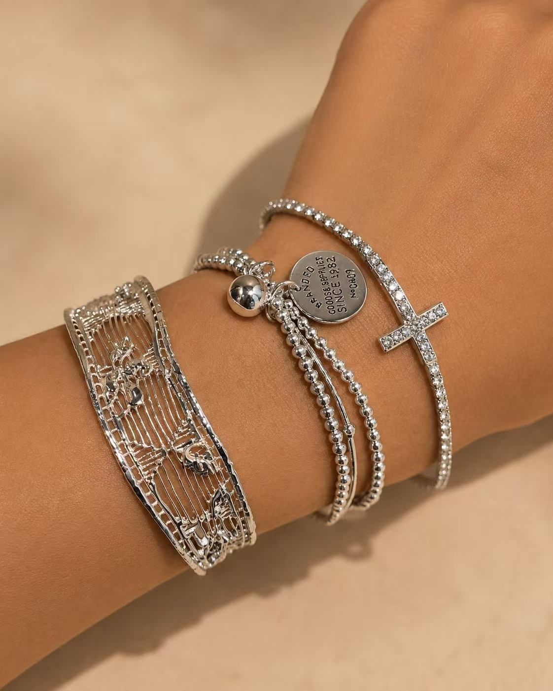 Silver Stackable Bracelet Set