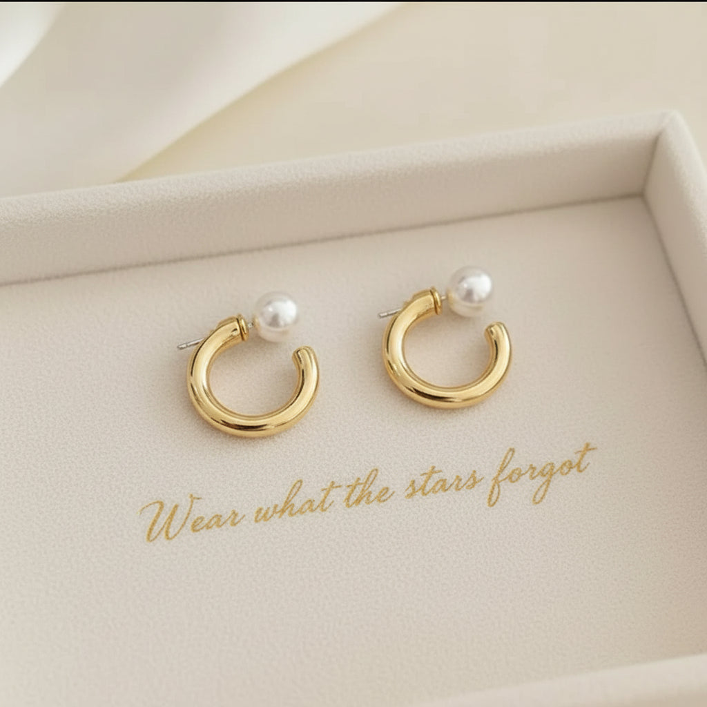 Open Halo Pearl Hoop Earrings
