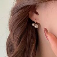 Twin Pearl Statement Hoops Earrings