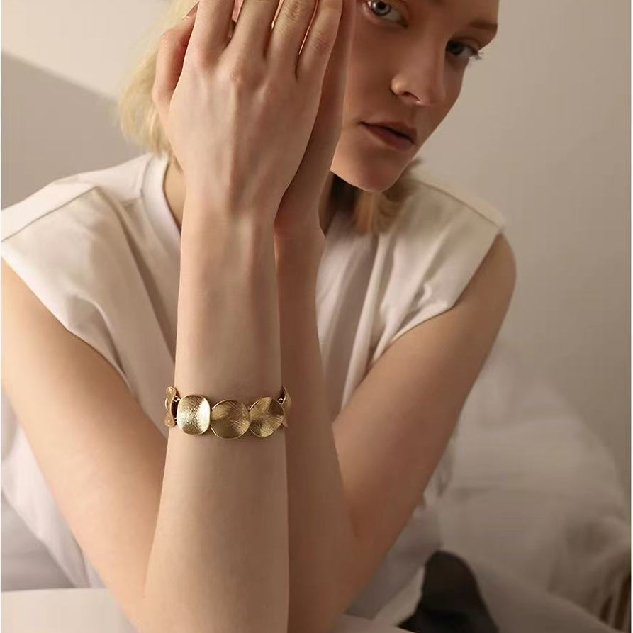 Organic Textured Gold Link Bracelet