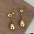 Golden Curve Pearl Earrings