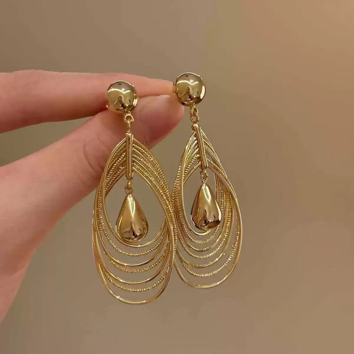 Gold Layered Teardrop Earrings| hypoallergenic jewelry| LetheLoom Jewelry