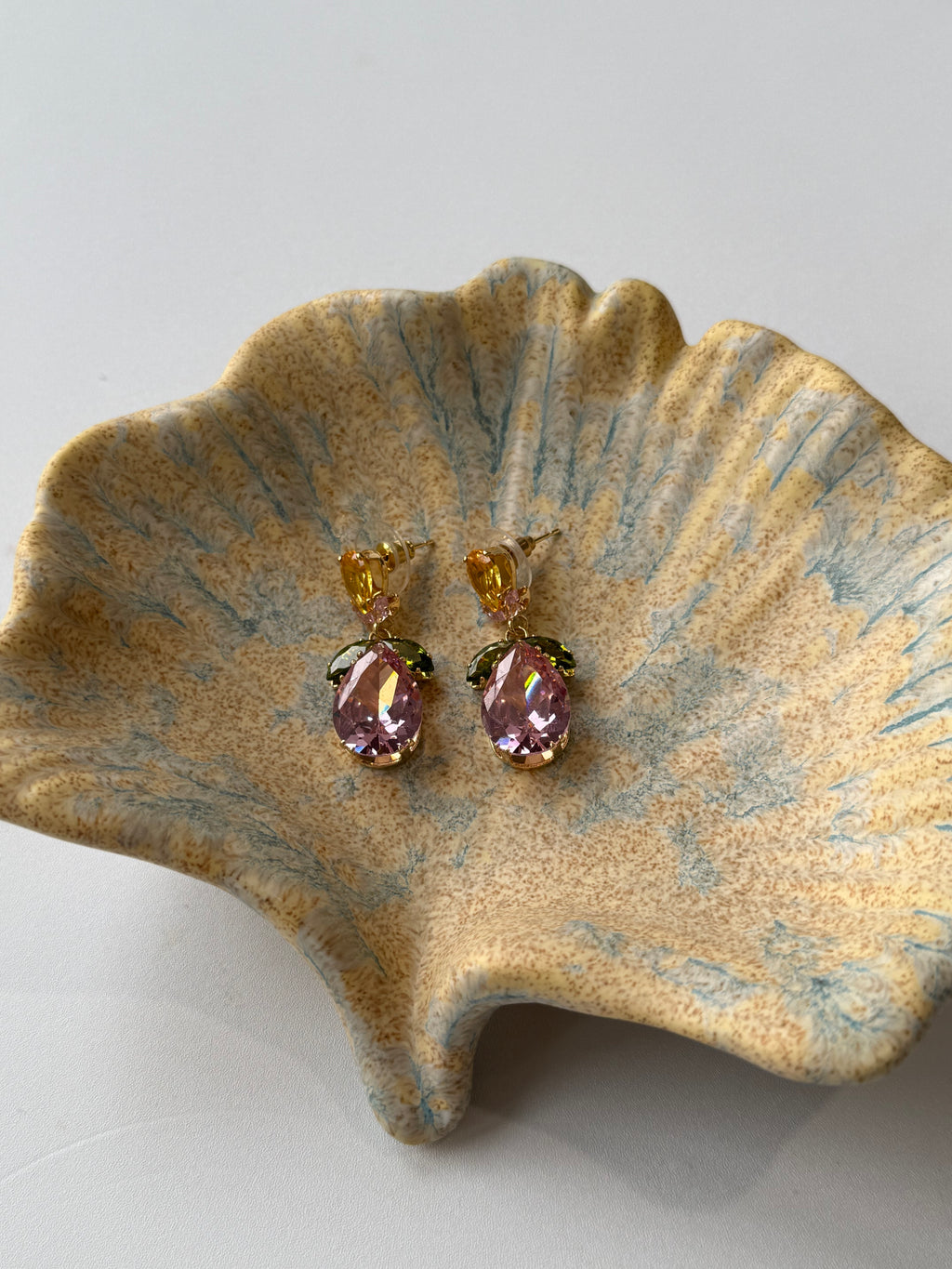 Colorful Leaf Drop Earrings with CZ stone| hypoallergenic jewelry| LetheLoom Jewelry