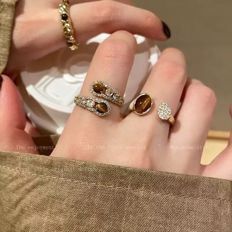 Brown Snake Pattern Tiger Eye Open Ring hypoallergenic jewelry| LetheLoom Jewelry