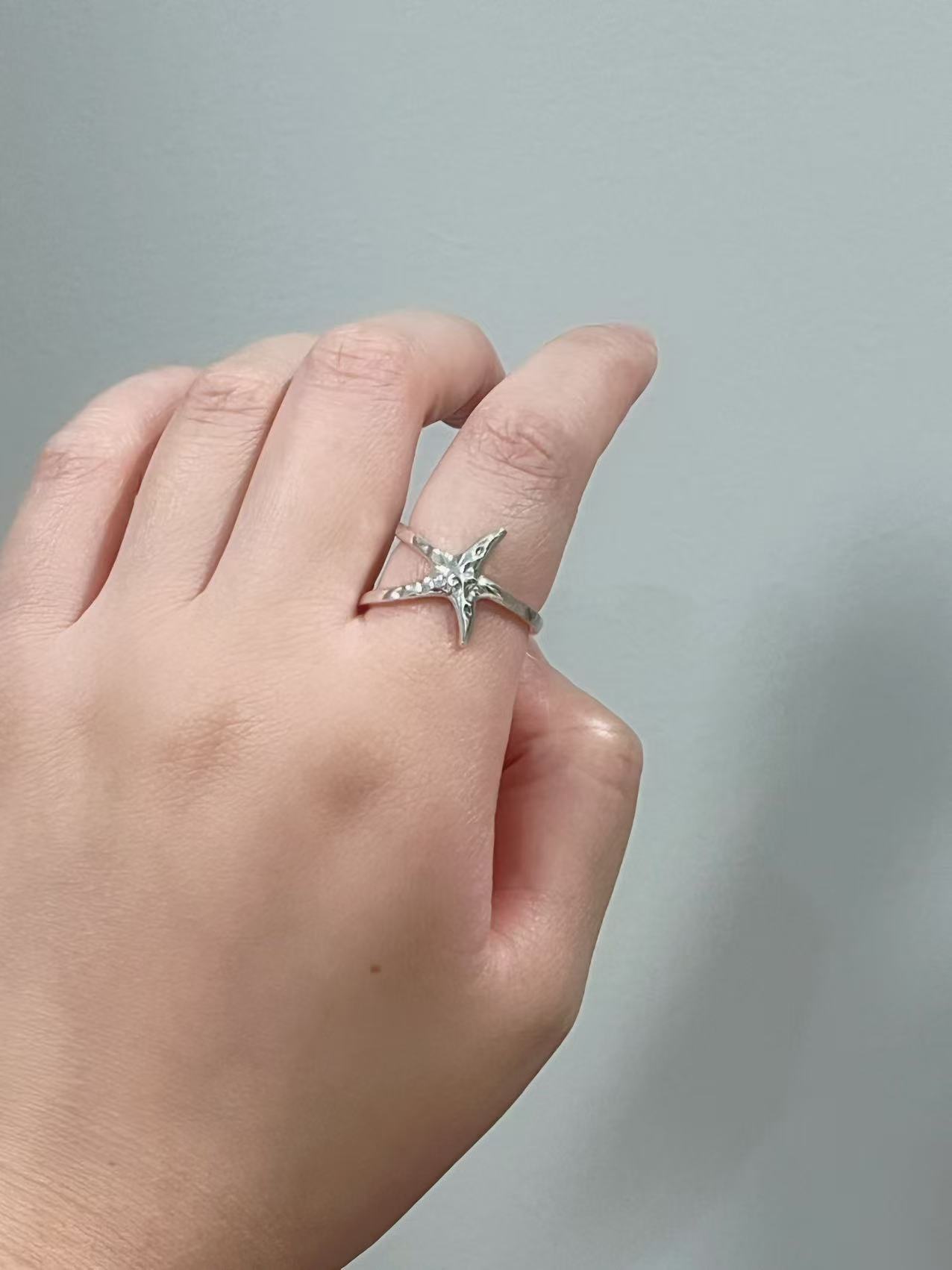 Irregularr Starfish Matte Metal Open Ring| hypoallergenic jewelry