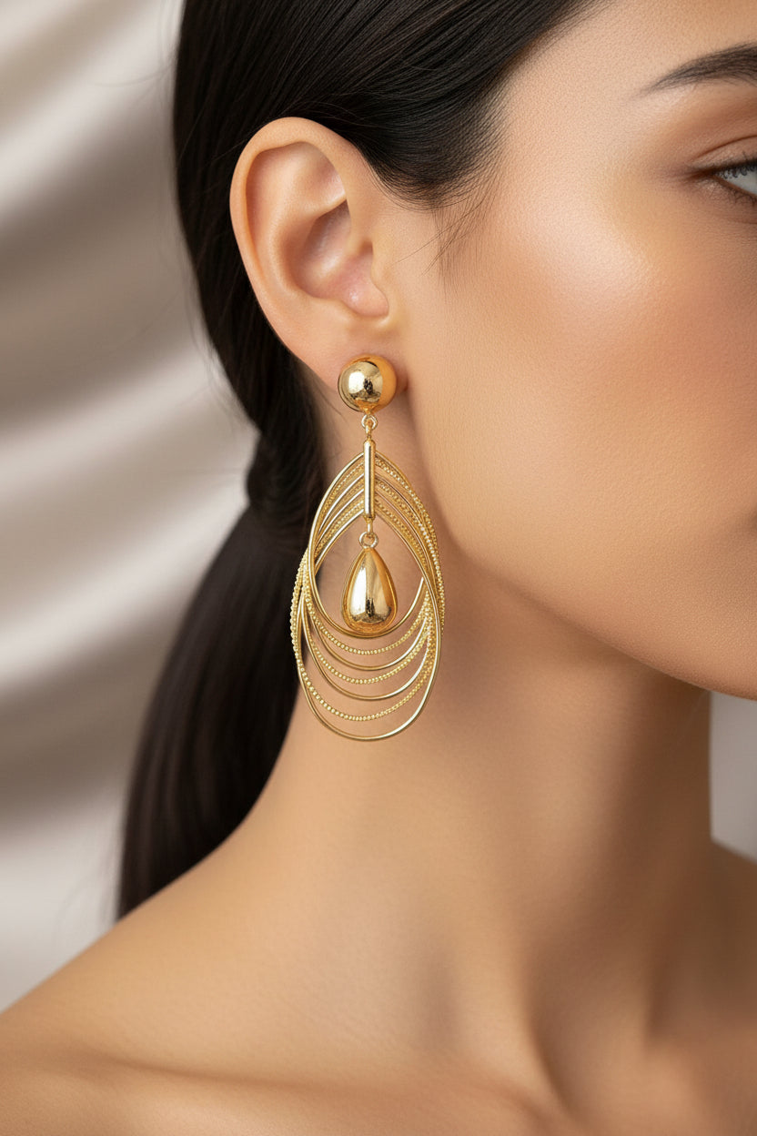 Gold Layered Teardrop Earrings| hypoallergenic jewelry