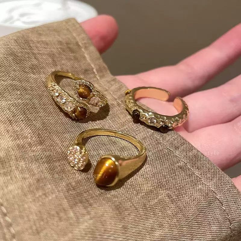 Brown Snake Pattern Tiger Eye Open Ring hypoallergenic jewelry| LetheLoom Jewelry