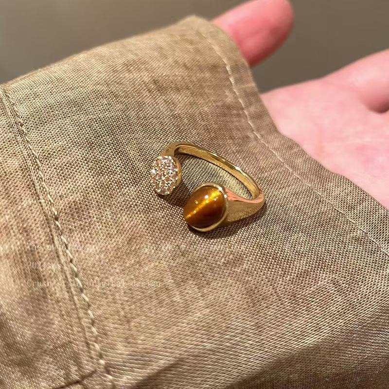 Brown Snake Pattern Tiger Eye Open Ring hypoallergenic jewelry| LetheLoom Jewelry