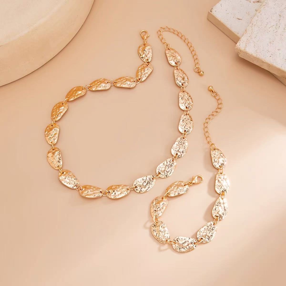 Golden Leaf Bracelet and Neckalce