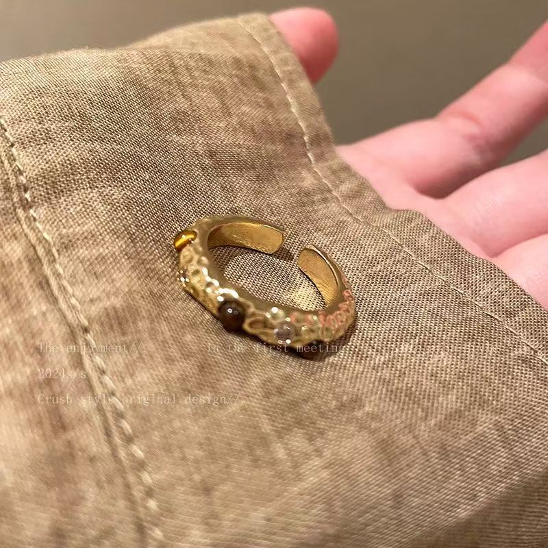 Brown Snake Pattern Tiger Eye Open Ring hypoallergenic jewelry| LetheLoom Jewelry