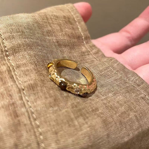 Brown Snake Pattern Tiger Eye Open Ring hypoallergenic jewelry| LetheLoom Jewelry