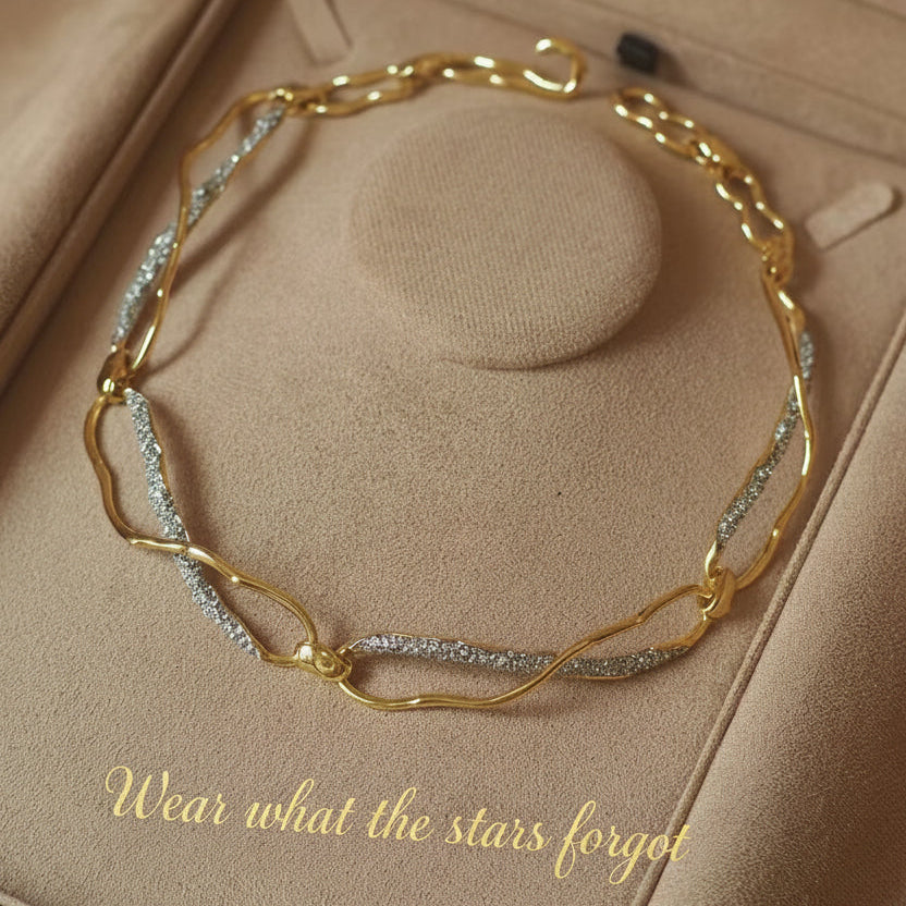 Golden Filament Wrap Necklace