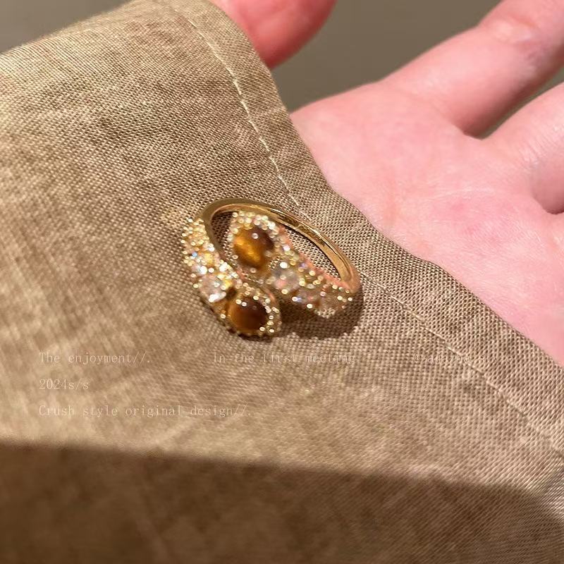 Brown Snake Pattern Tiger Eye Open Ring hypoallergenic jewelry| LetheLoom Jewelry