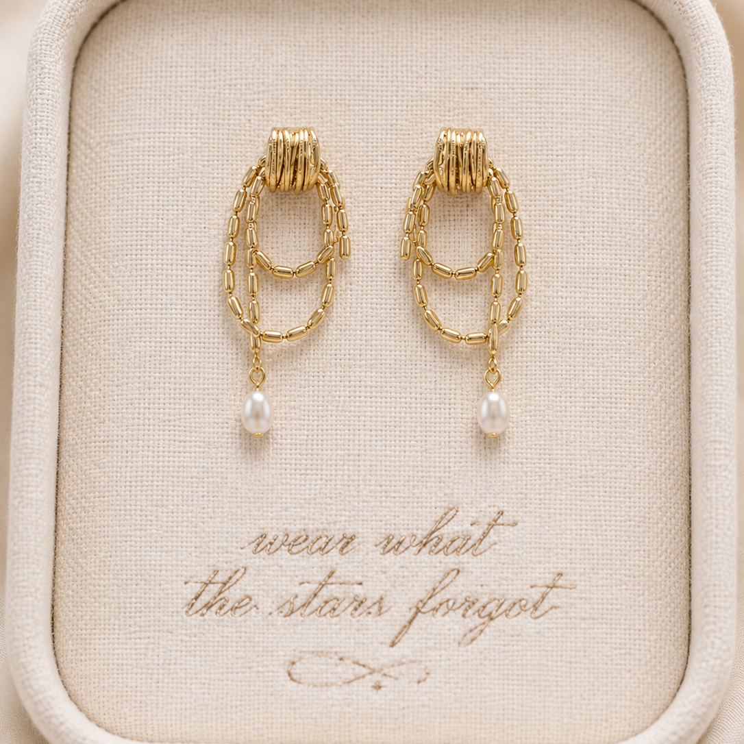 Chain Pearl Drop Earrings