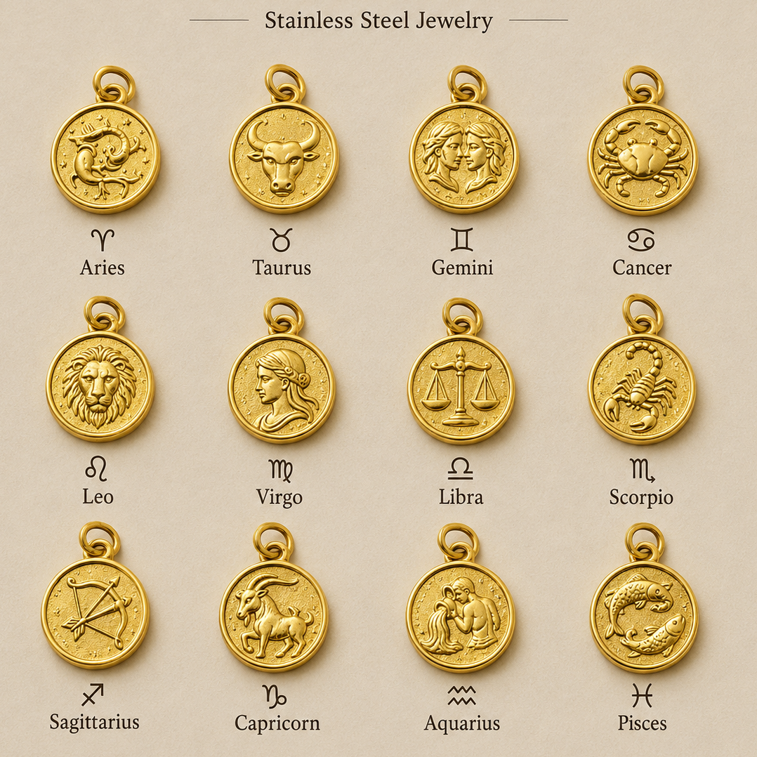 Zodiac Charm Coin Pendant — All 12 Signs