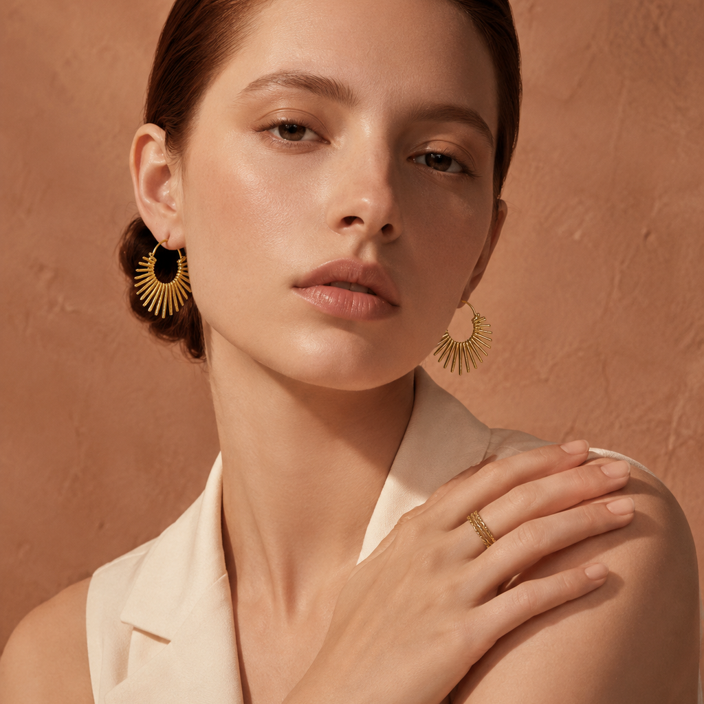 Solar Ray Hoop Earrings