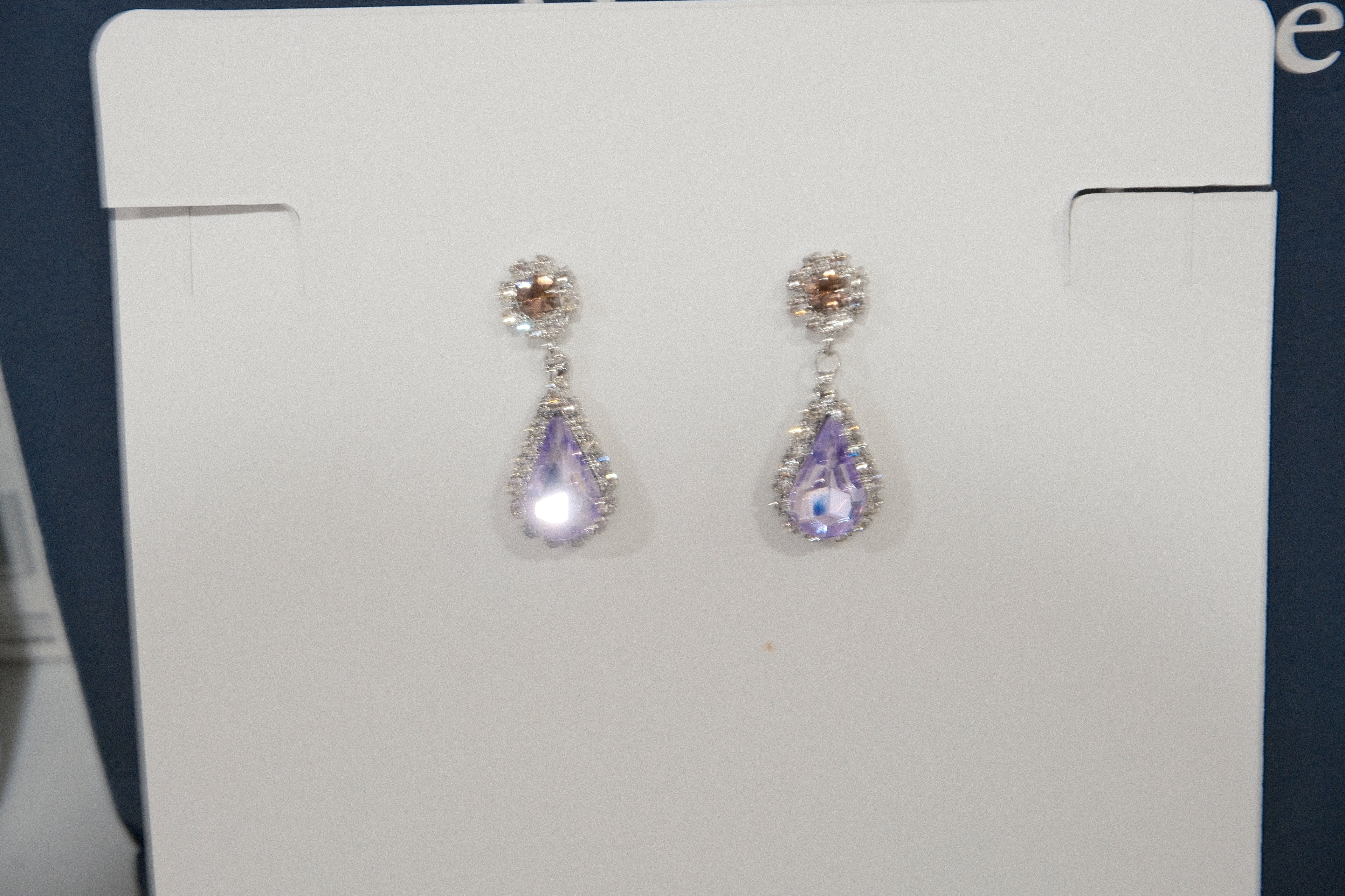 Purple Teardrop Diamond-Studded Earring and Necklace Set hypoallergenic jewelry| LetheLoom Jewelry