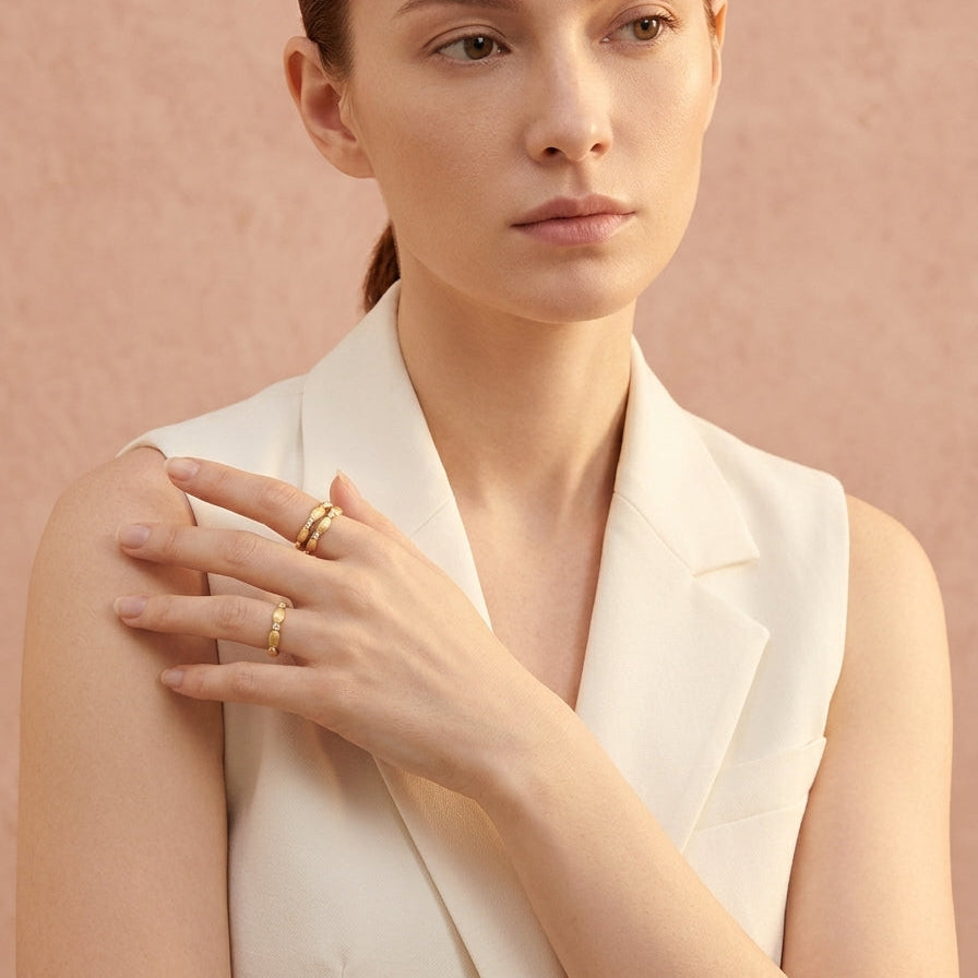 Gold Interwoven Crystal Ring